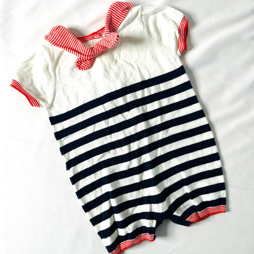 Vintage Nautical Striped Sailor Lightweight Romper